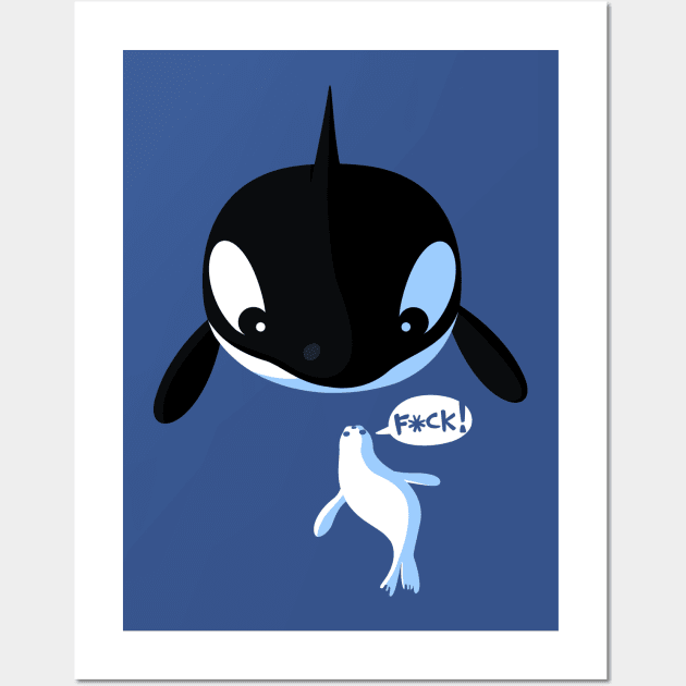 Killer whale and seal Wall Art by albertocubatas